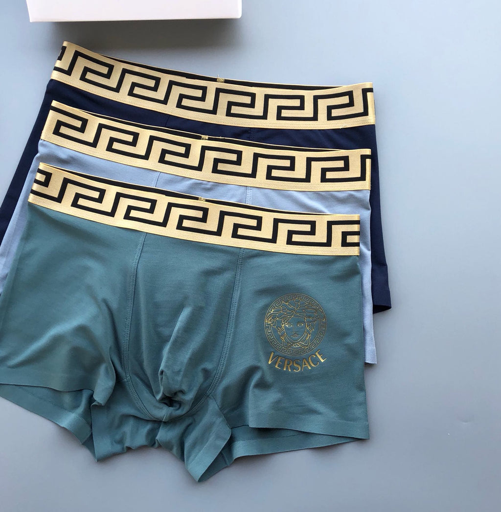 Versace Visible Colour, Waistband And Emblem Details Men's Boxer Briefs - 3-Piece Box