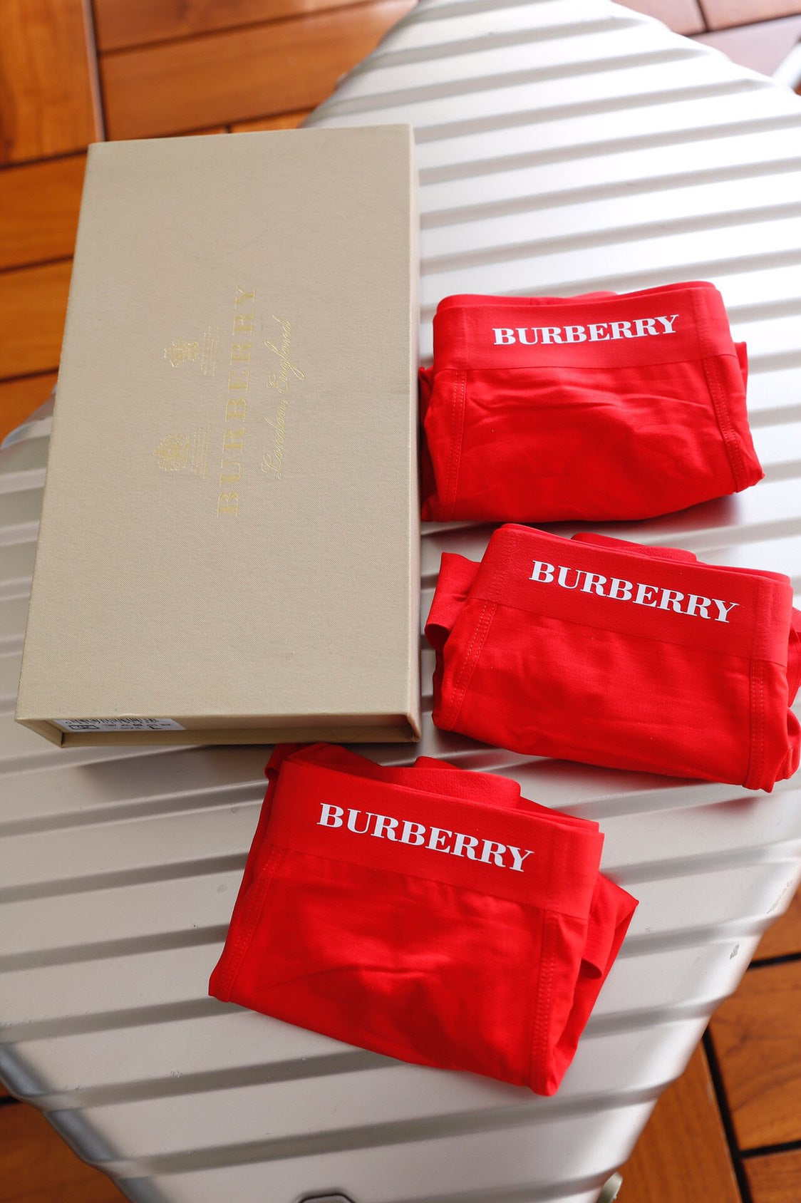 Burberry Visible Colour, Waistband And Emblem Details Men's Boxer Briefs - 3-Piece Box