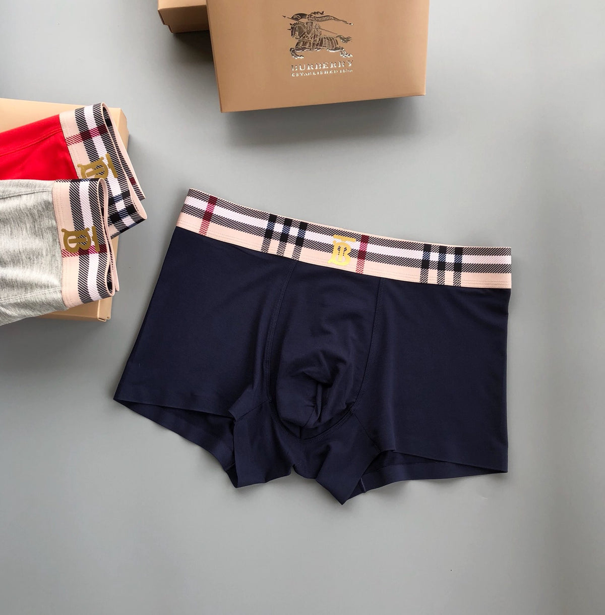 Burberry Check-Inspired Waistbands And Horse Details Men's Boxer Briefs - 3-Piece Box