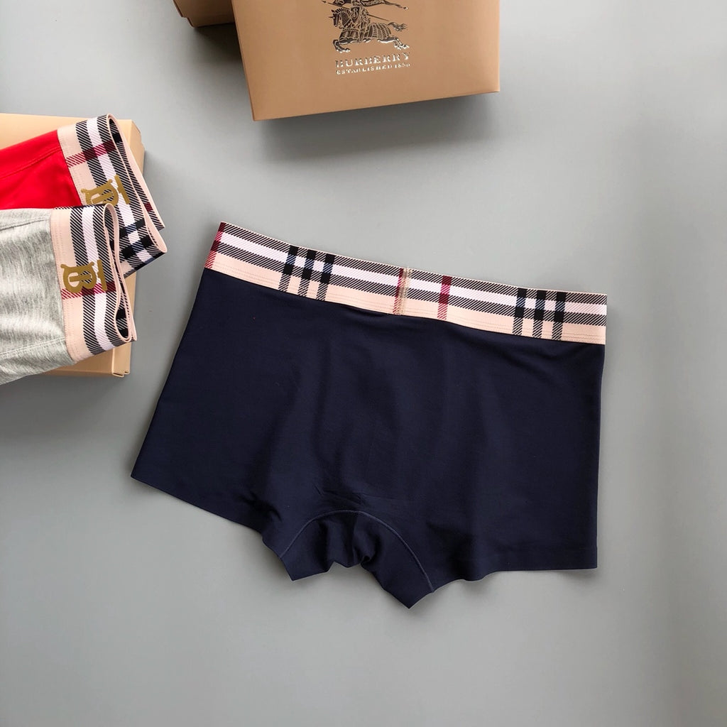 Burberry Check-Inspired Waistbands And Horse Details Men's Boxer Briefs - 3-Piece Box