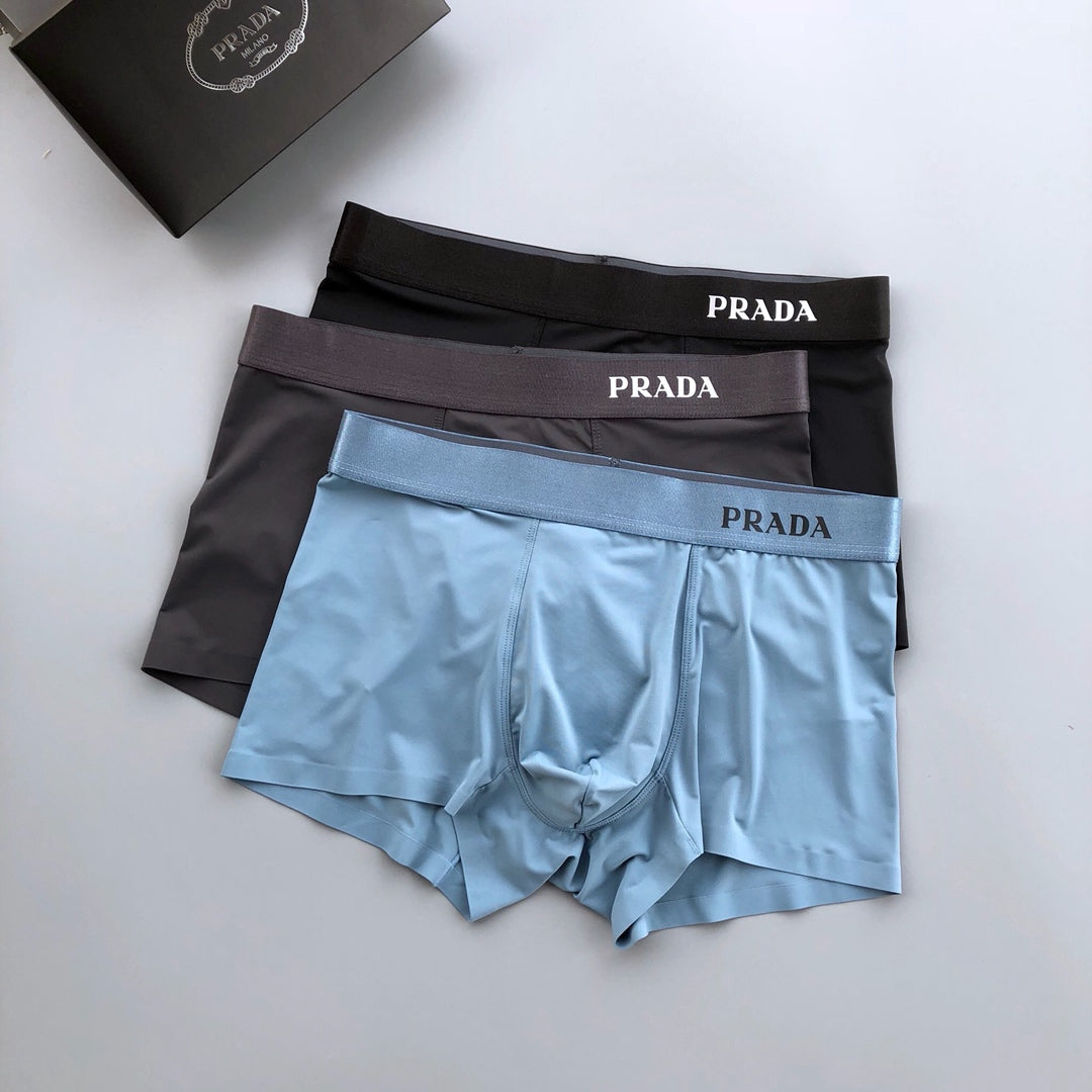 Prada Clean Logo Waistbands Men's Boxer Briefs - 3-Piece Box