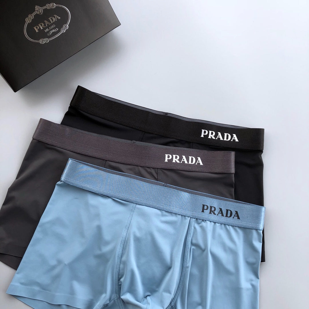 Prada Clean Logo Waistbands Men's Boxer Briefs - 3-Piece Box