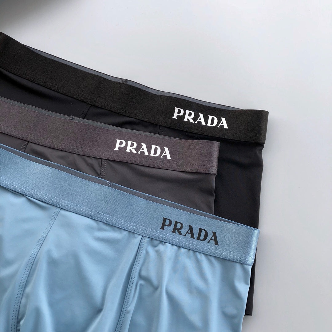 Prada Clean Logo Waistbands Men's Boxer Briefs - 3-Piece Box