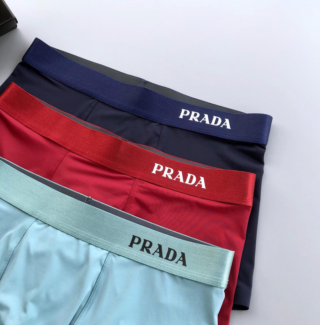 Prada Visible Branded Waistband Or Emblem Details Men's Boxer Briefs - 3-Piece Box