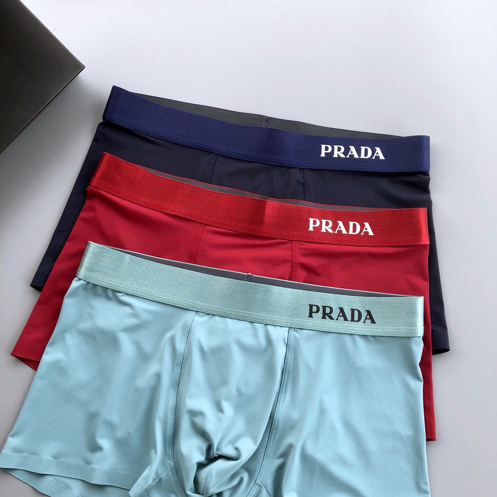 Prada Visible Branded Waistband Or Emblem Details Men's Boxer Briefs - 3-Piece Box