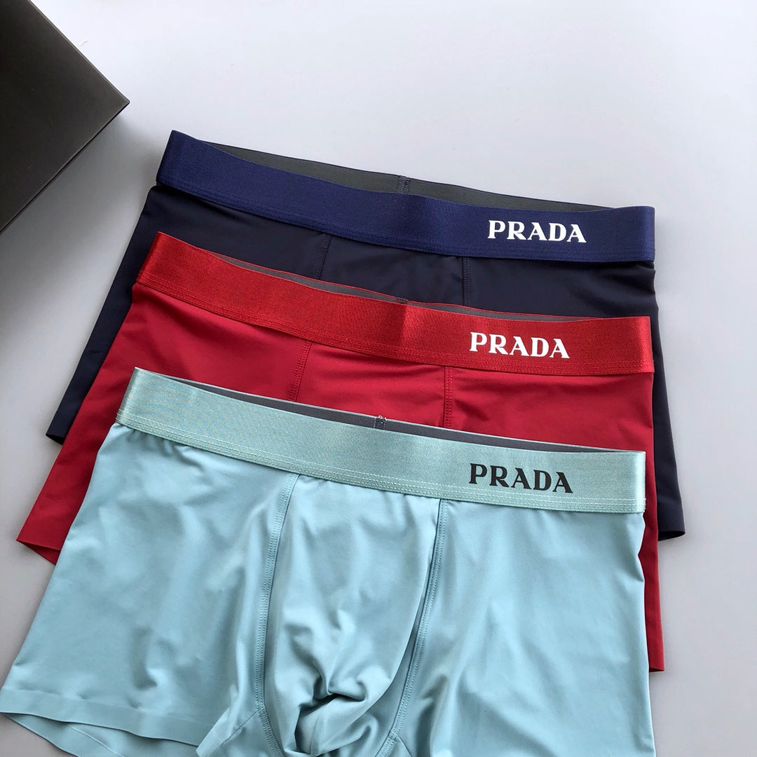 Prada Visible Branded Waistband Or Emblem Details Men's Boxer Briefs - 3-Piece Box
