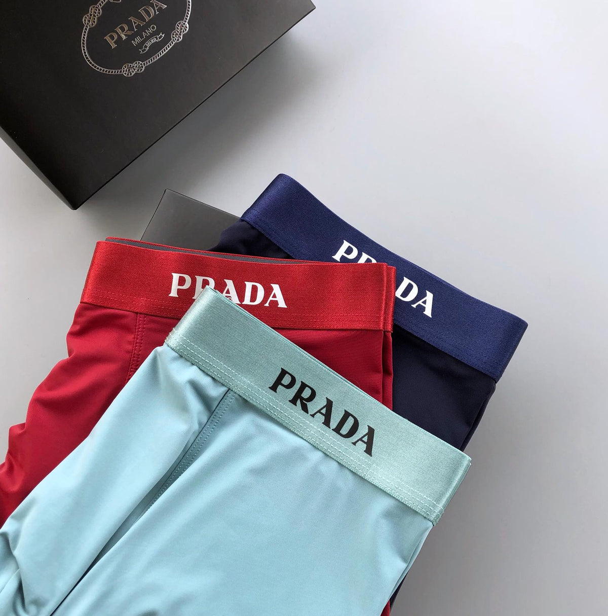 Prada Visible Branded Waistband Or Emblem Details Men's Boxer Briefs - 3-Piece Box