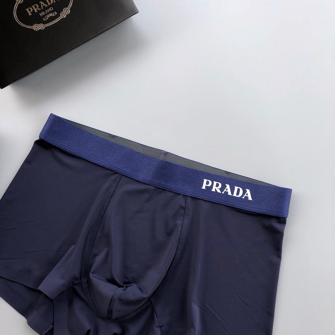 Prada Visible Branded Waistband Or Emblem Details Men's Boxer Briefs - 3-Piece Box