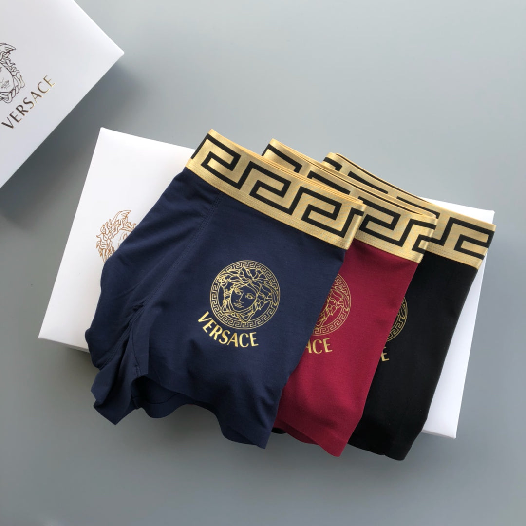 Versace Visible Colour, Waistband And Emblem Details Men's Boxer Briefs - 3-Piece Box