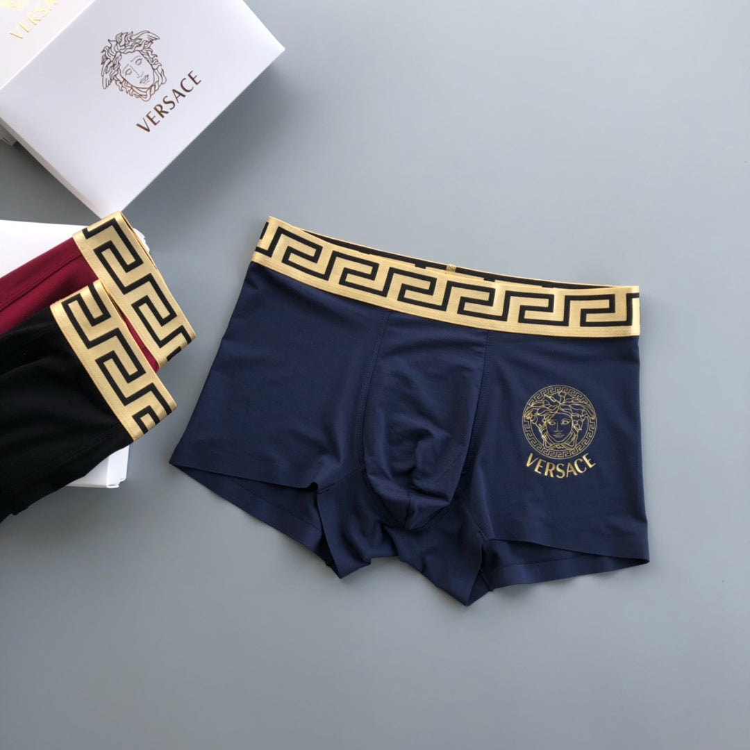 Versace Visible Colour, Waistband And Emblem Details Men's Boxer Briefs - 3-Piece Box