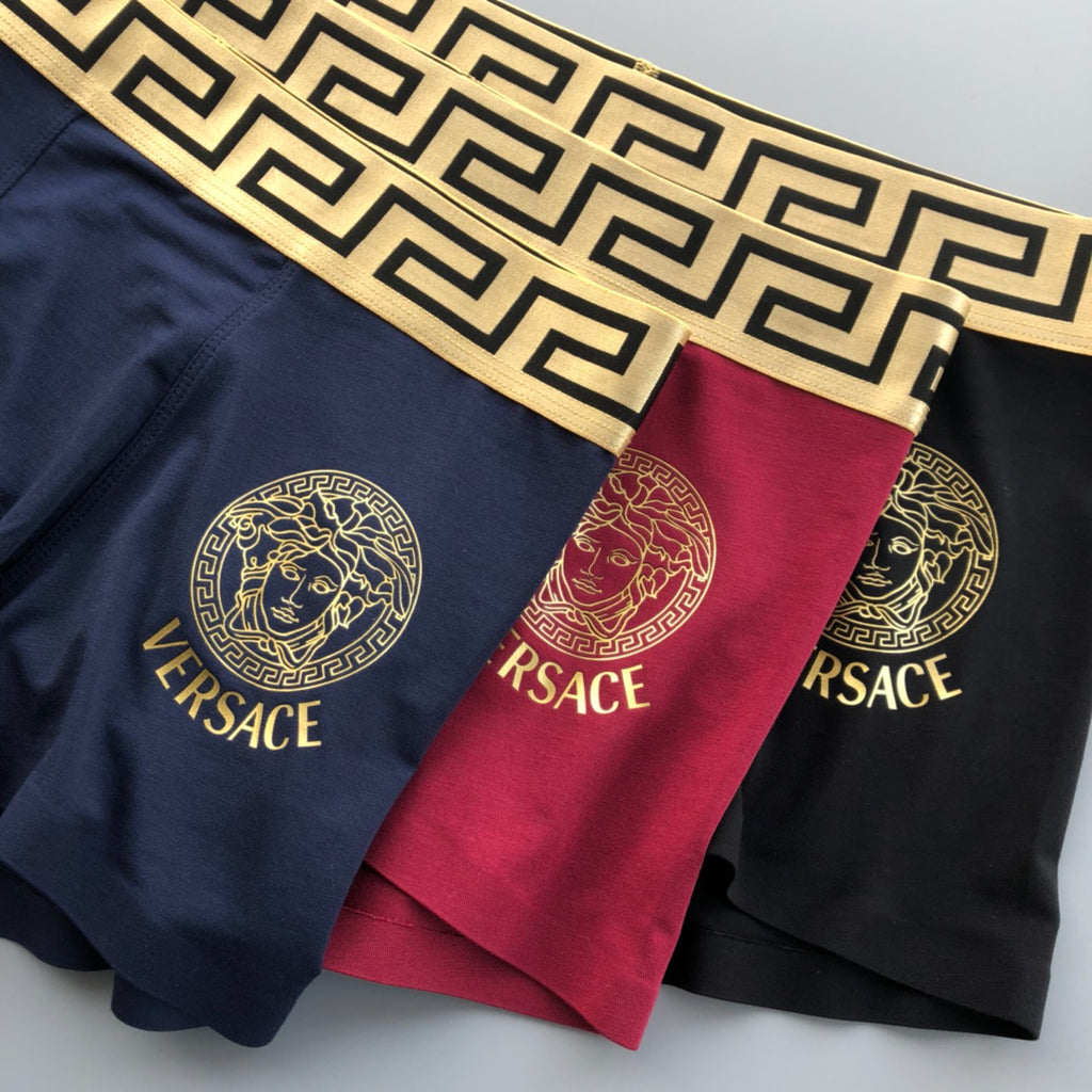 Versace Visible Colour, Waistband And Emblem Details Men's Boxer Briefs - 3-Piece Box