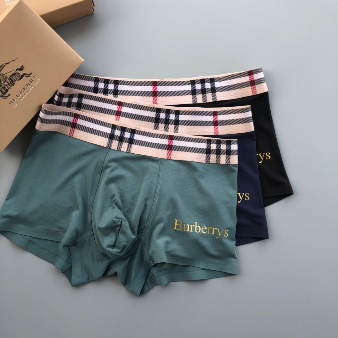 Burberry Check-Inspired Waistbands Men's Boxer Briefs - 3-Piece Box