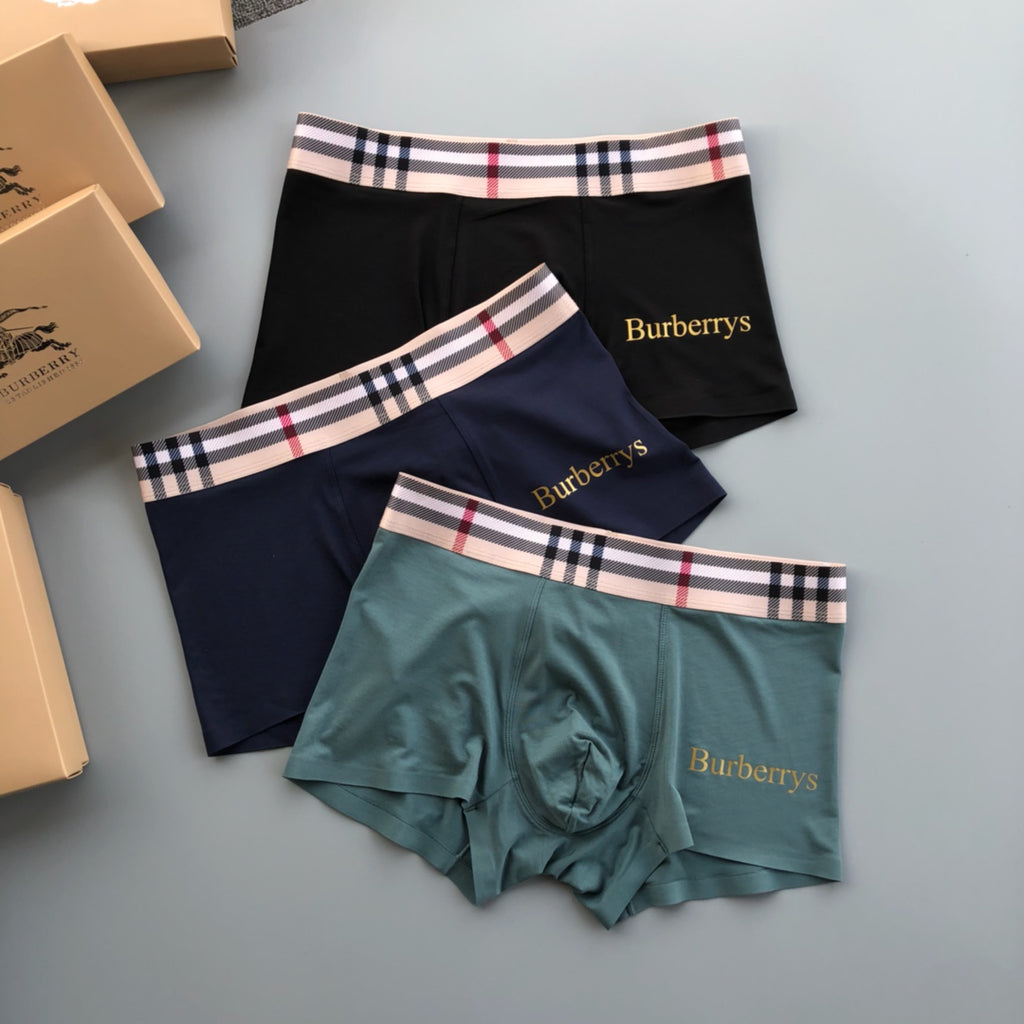 Burberry Contrast Wordmark Waistbands Men's Boxer Briefs - 3-Piece Box