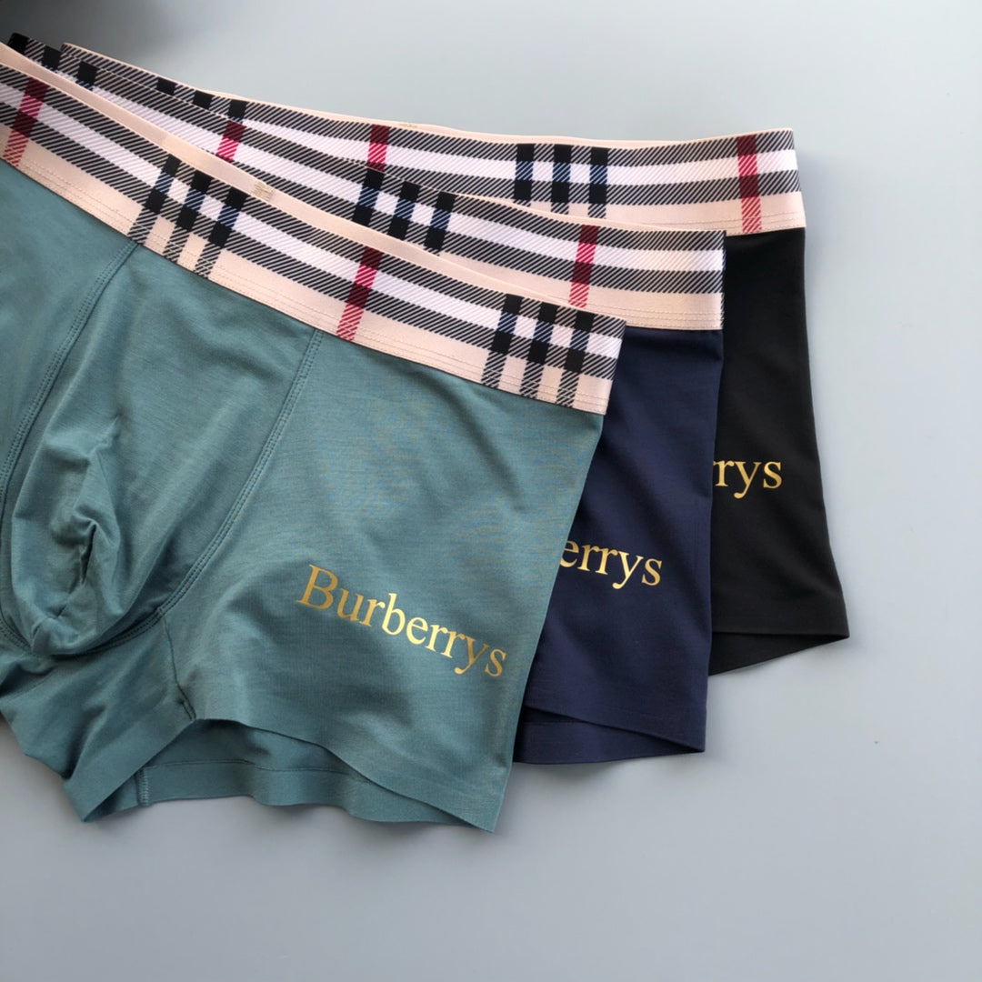 Burberry Contrast Wordmark Waistbands Men's Boxer Briefs - 3-Piece Box