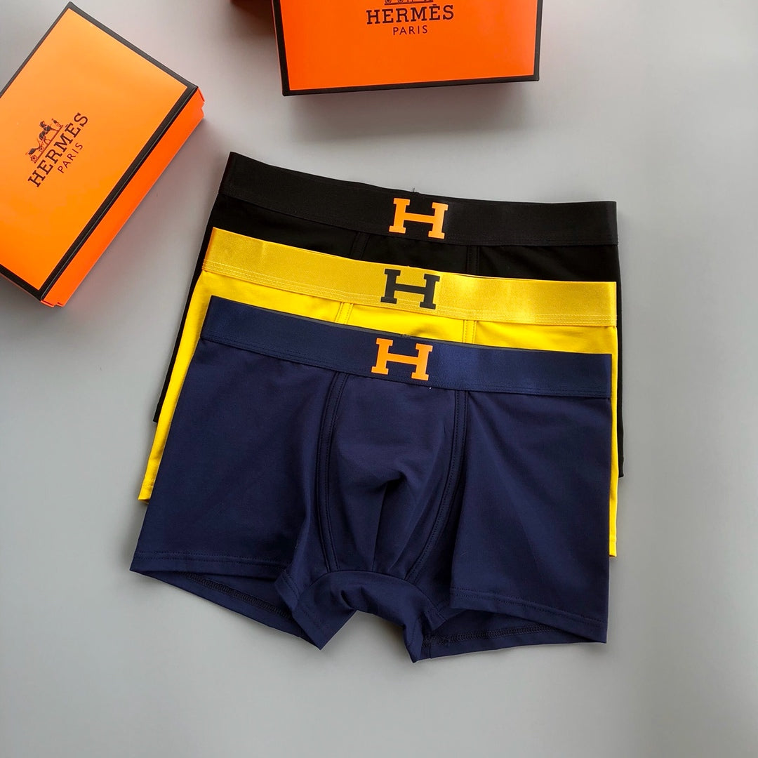 Hermes Cotton Men's Boxer Briefs - 3-Piece Box