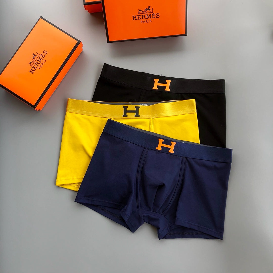 Hermes Cotton Men's Boxer Briefs - 3-Piece Box