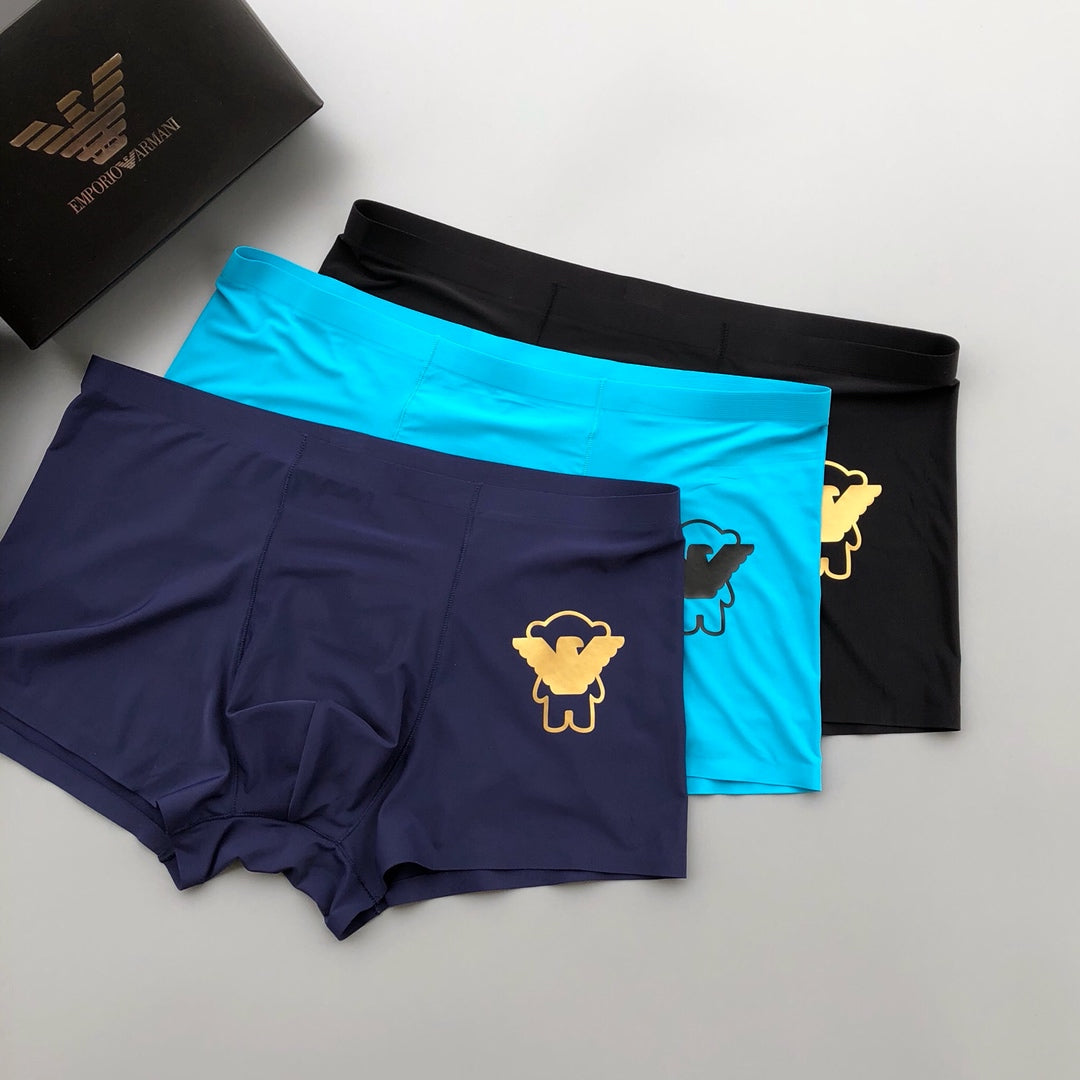 Armani Sheep-Style Patch Graphics Men's Boxer Briefs - 3-Piece Box