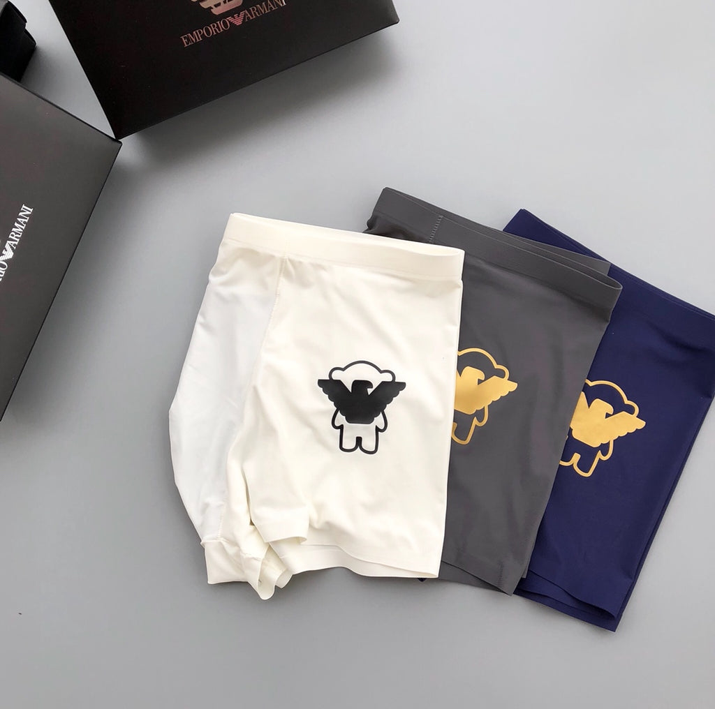 Armani Visible Colour, Waistband And Emblem Details Men's Boxer Briefs - 3-Piece Box