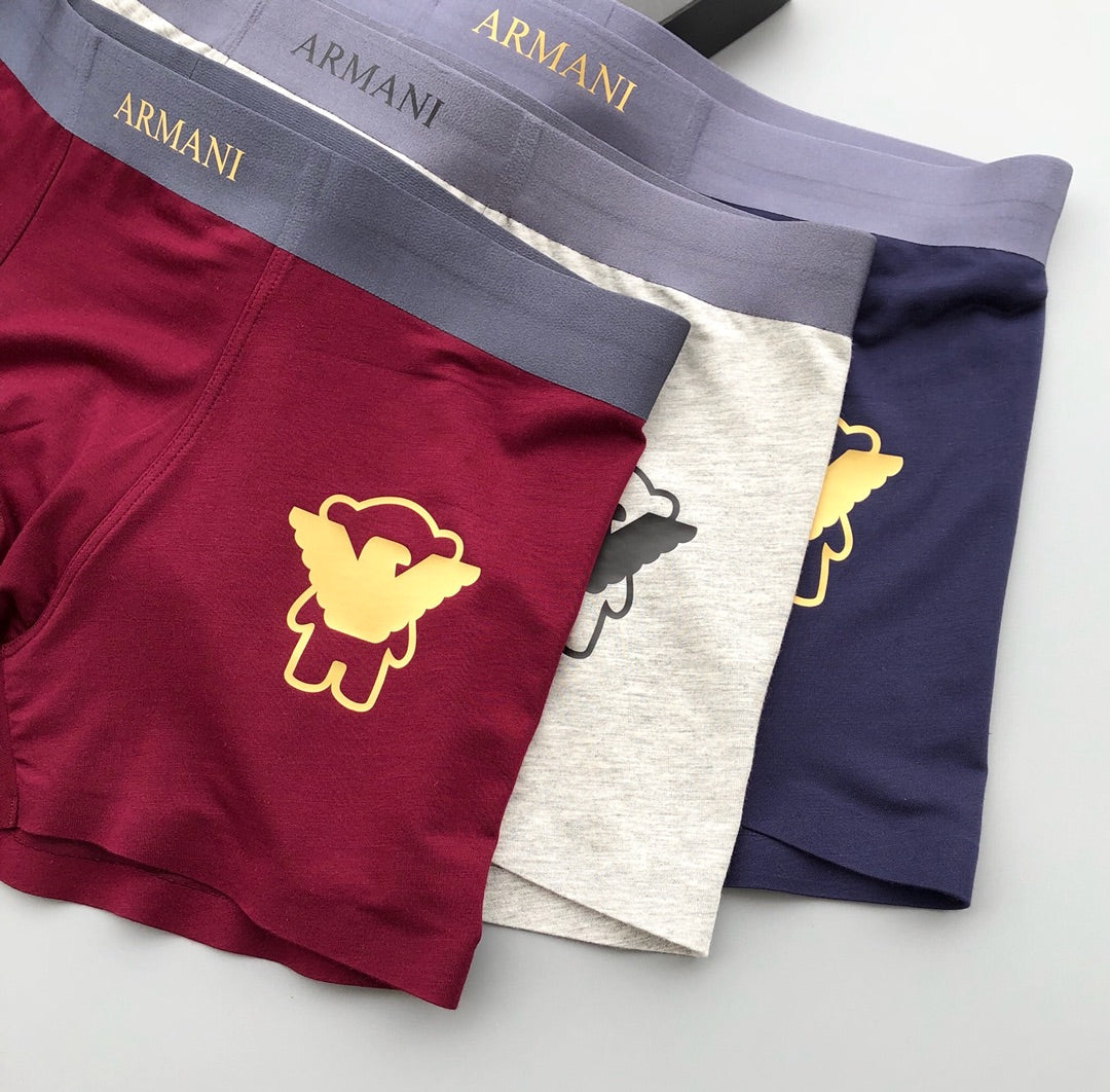 Armani Small Bear Graphics Men's Boxer Briefs - 3-Piece Box