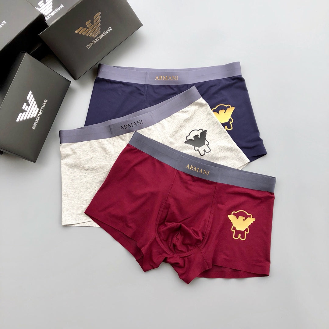 Armani Small Bear Graphics Men's Boxer Briefs - 3-Piece Box