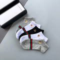 Gucci Cotton blend Striped Bands And Crest Motifs Ankle Socks - 5-Pair Set