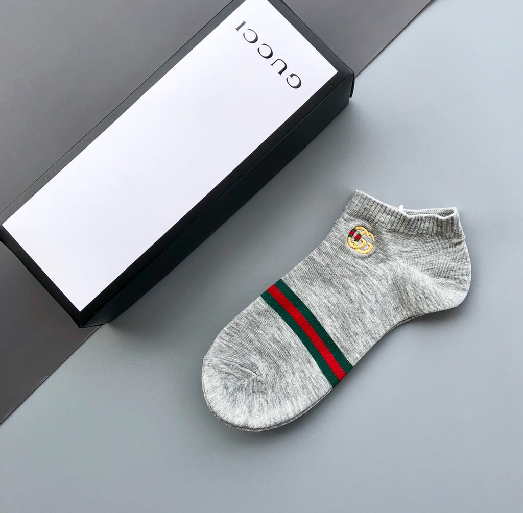 Gucci Cotton blend Striped Bands And Crest Motifs Ankle Socks - 5-Pair Set