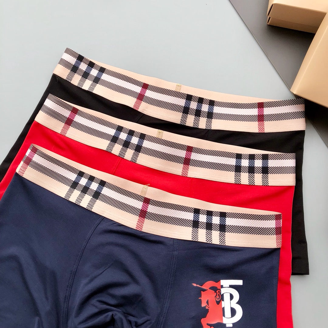 Burberry Red and Navy Boxer Briefs 3-Piece Box Collection