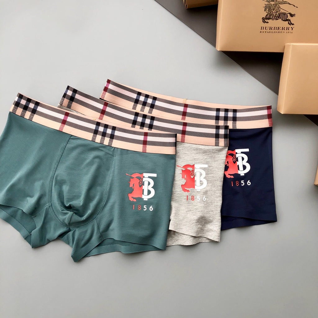 Burberry Check-Inspired Waistbands Men's Boxer Briefs - 3-Piece Box