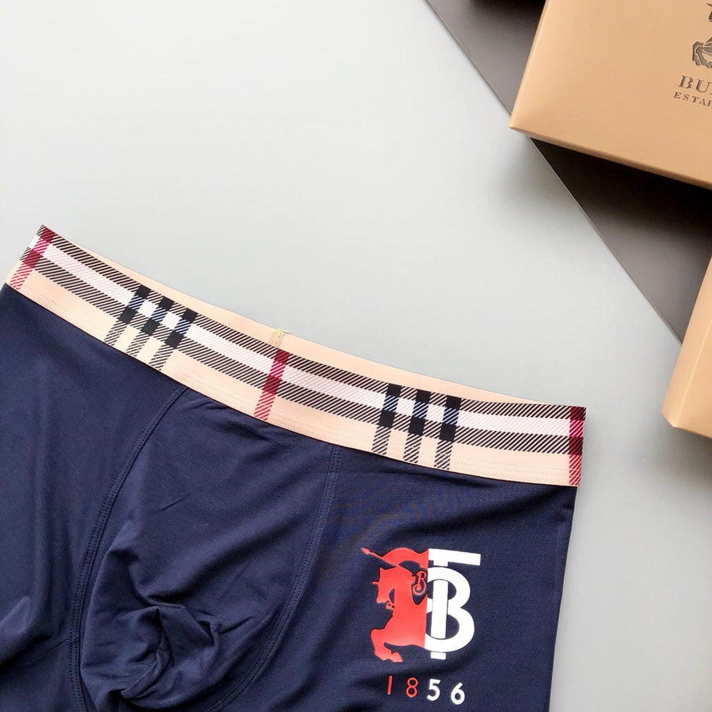 Burberry Red and Navy Boxer Briefs 3-Piece Box Collection