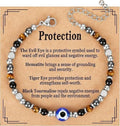 Evil Eye Fivefold Protection Bracelet | 5 Natural Crystals | Adjustable Wax Rope
