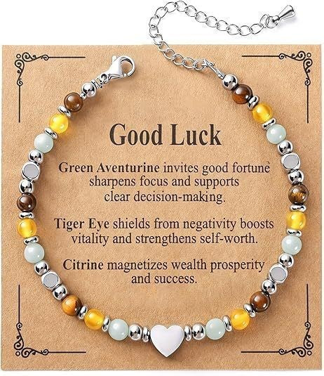 Evil Eye Fivefold Protection Bracelet | 5 Natural Crystals | Adjustable Wax Rope