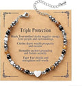 Evil Eye Fivefold Protection Bracelet | 5 Natural Crystals | Adjustable Wax Rope