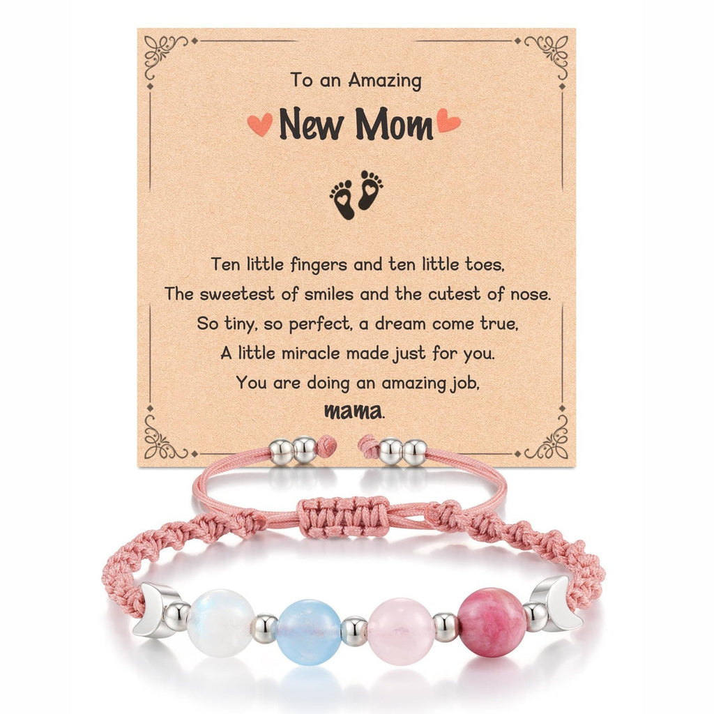 New Moon New Beginnings Bracelet | Moonstone Labradorite Black Obsidian | Crescent Moon Charm | New Chapter Gift