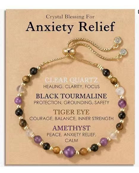Evil Eye Fivefold Protection Bracelet | 5 Natural Crystals | Adjustable Wax Rope