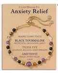 Evil Eye Fivefold Protection Bracelet | 5 Natural Crystals | Adjustable Wax Rope