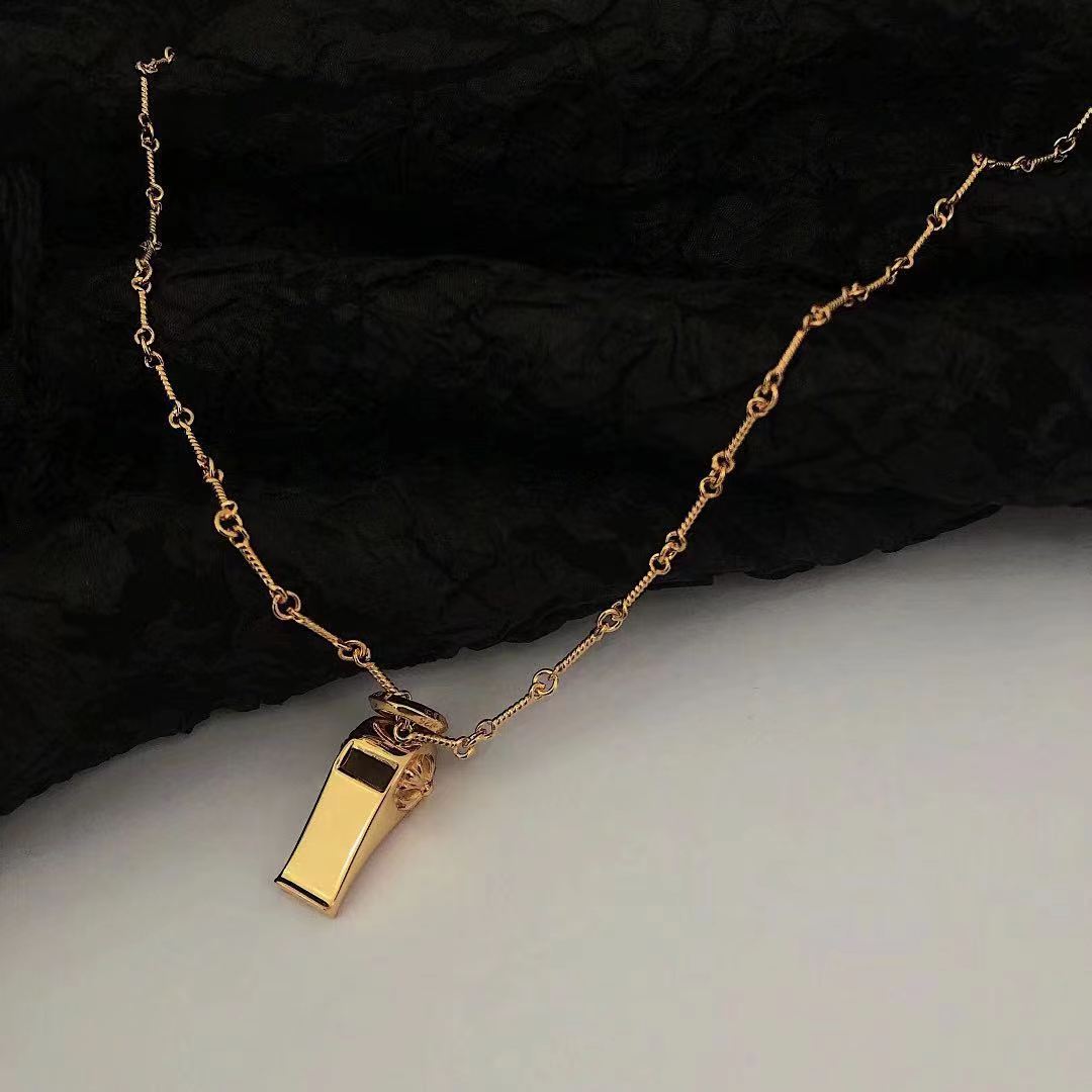 Floral Cross Whistle Pendant Necklace detail view