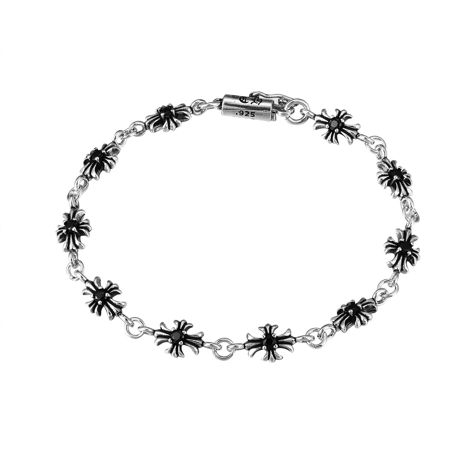 Gothic Emblem Statement Bracelet in Metal-Tone – Clear Crystal Detail – Design 02 main product view