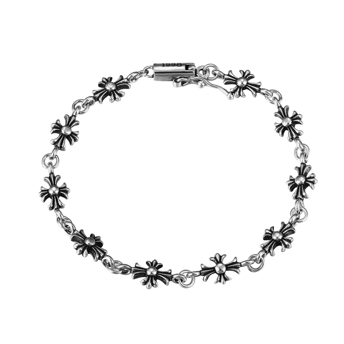 Gothic Emblem Statement Bracelet in Metal-Tone – Clear Crystal Detail – Design 02 side detail