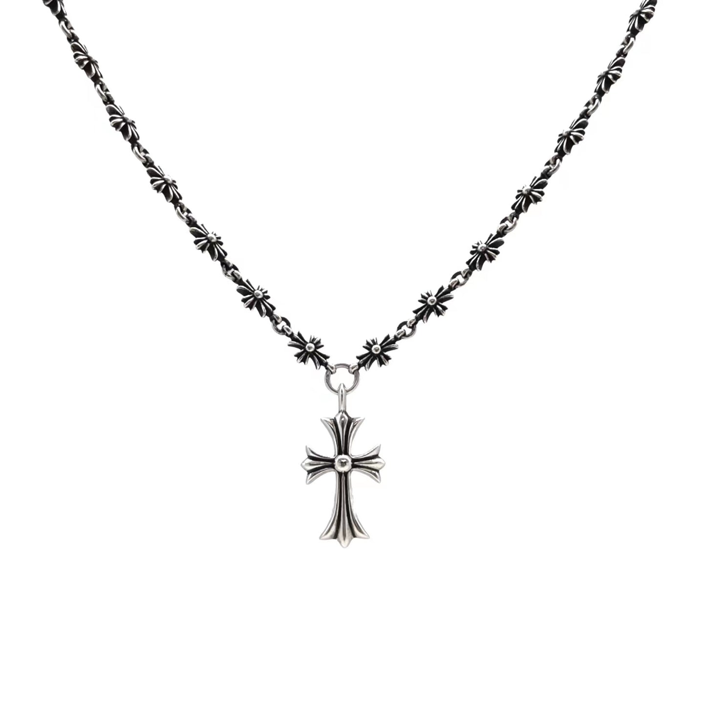 Cross Pendant Necklace in Antique Silver-Tone – Design 16 main product view