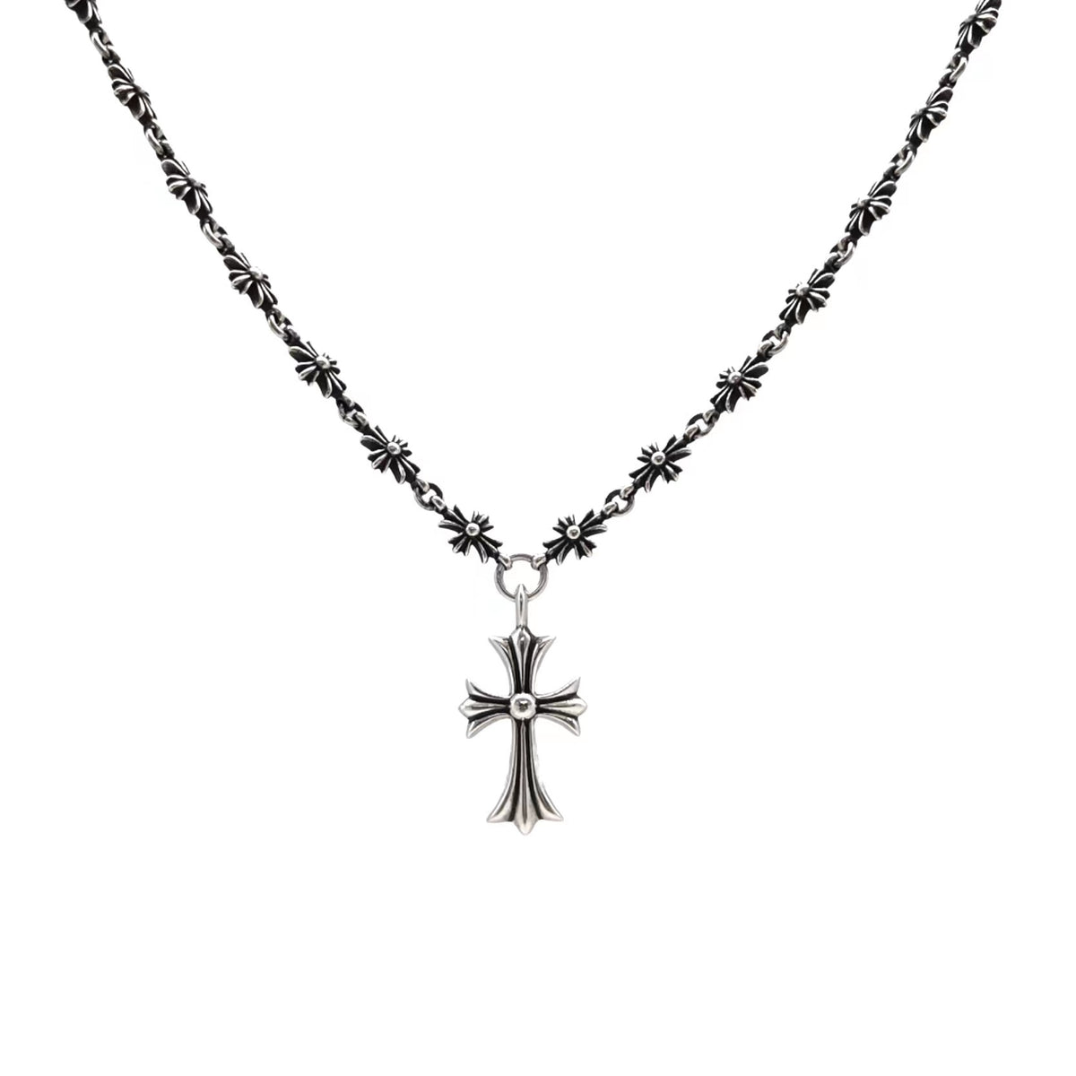 Cross Pendant Necklace in Antique Silver-Tone – Design 16 main product view