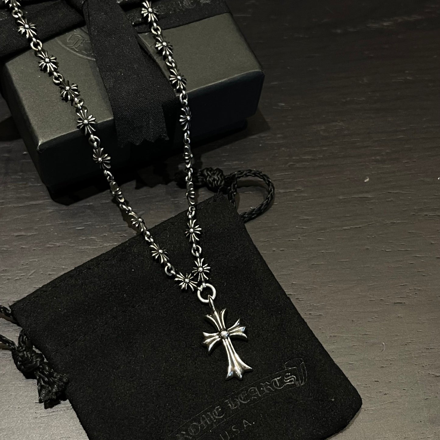 Cross Pendant Necklace in Antique Silver-Tone – Design 16 main product view