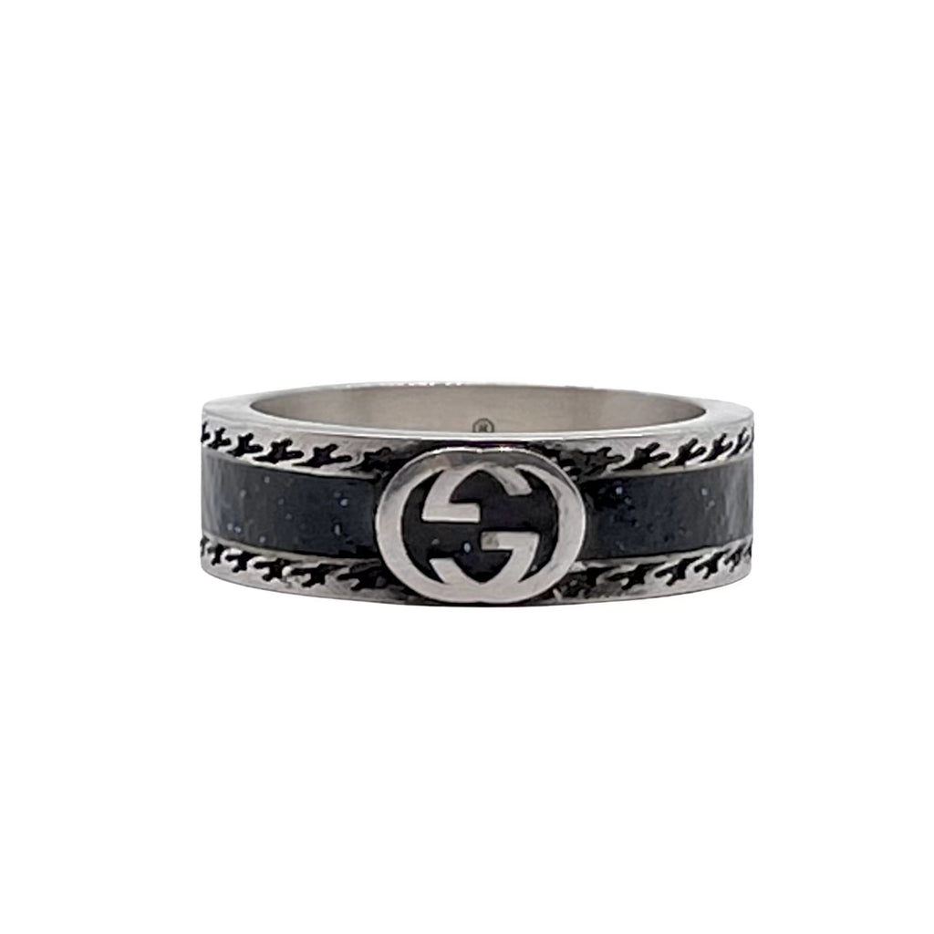 Double-G Emblem Statement Ring in Polished Metal-Tone – Vintage Detail main product view