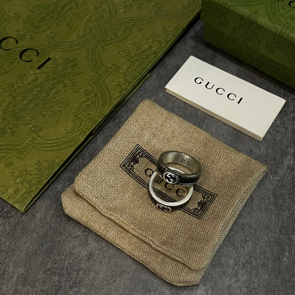 Double-G Emblem Statement Ring in Polished Metal-Tone – Vintage Detail main product view