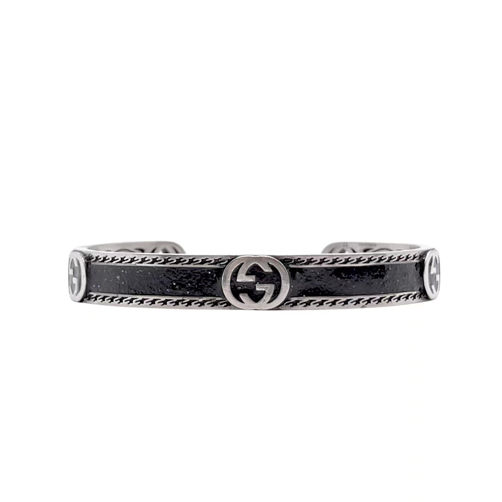 Double-G Emblem Bangle in Polished Metal-Tone – Vintage Detail main product view