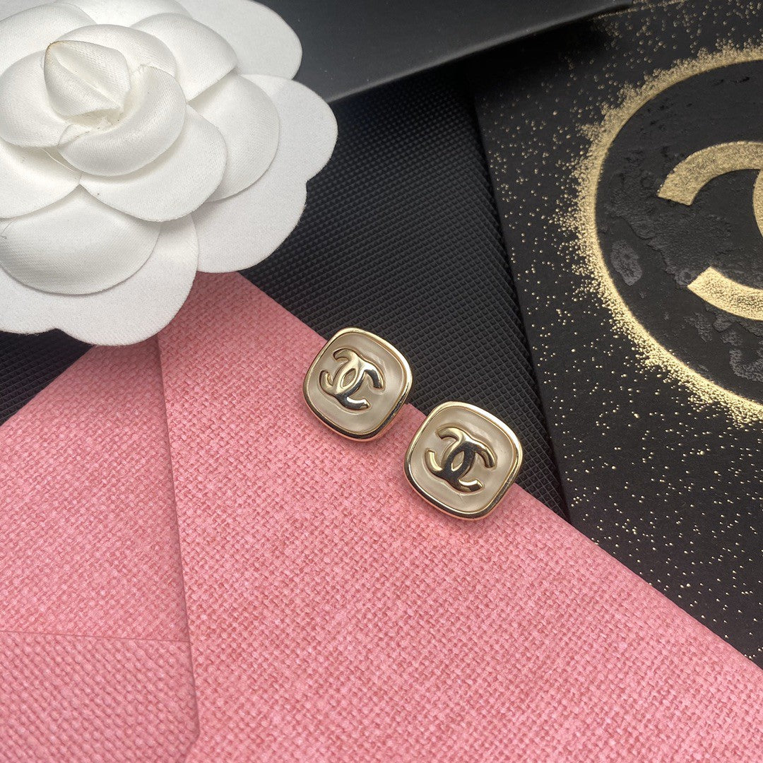 Letter Pearl-Detail Stud Earrings – Pearl Detail – Design 009 main product view