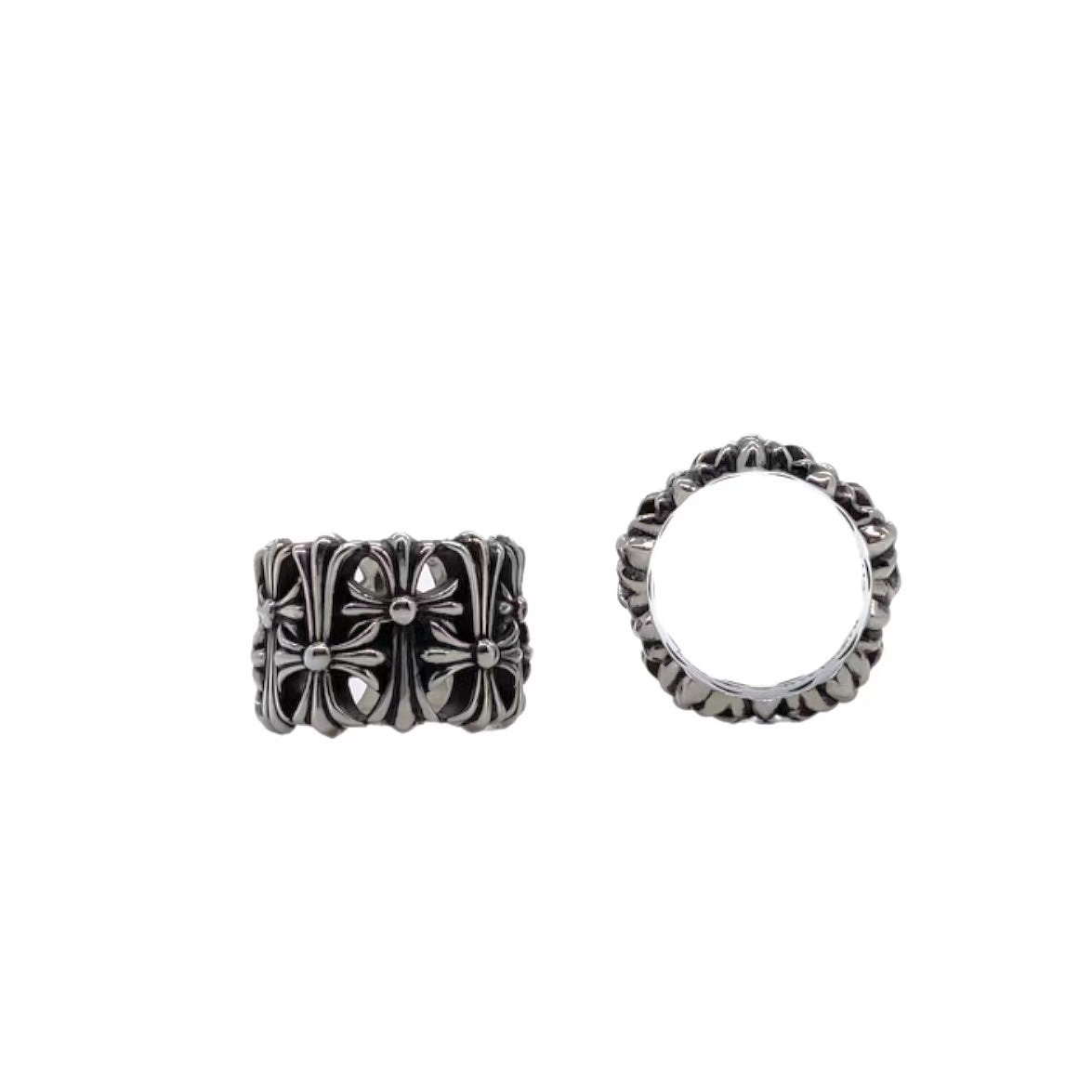 Gothic Cross Statement Ring in Antique Silver-Tone front product view