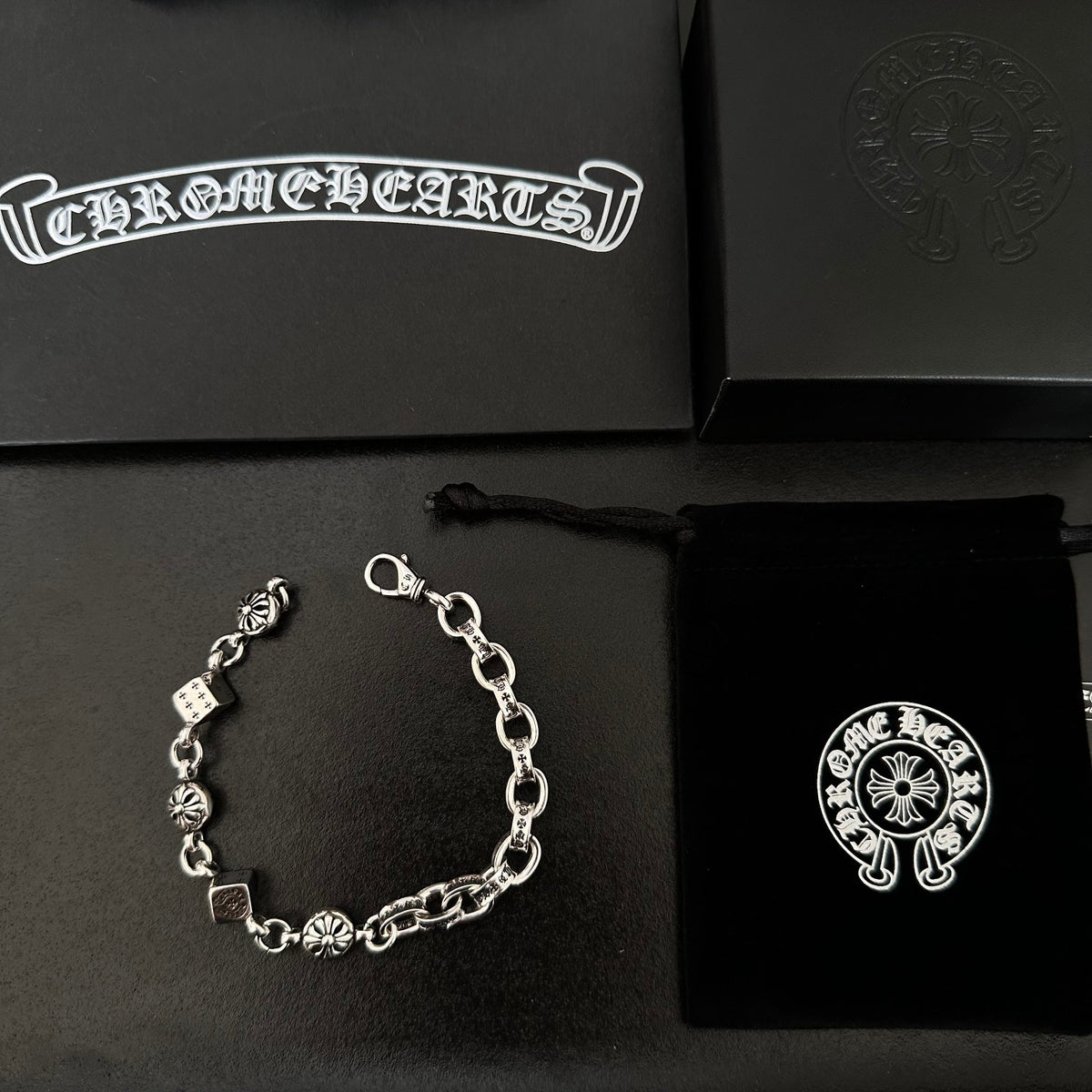 Dice Statement Bracelet in Metal-Tone front product view