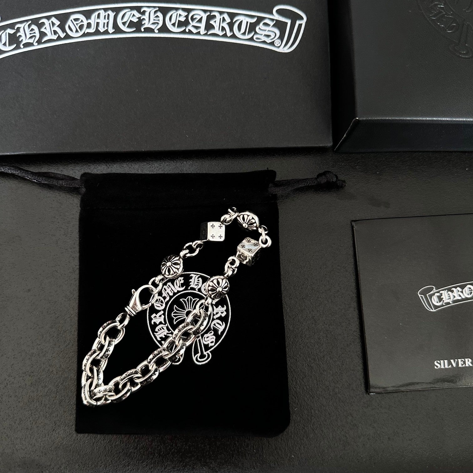 Dice Statement Bracelet in Metal-Tone side detail