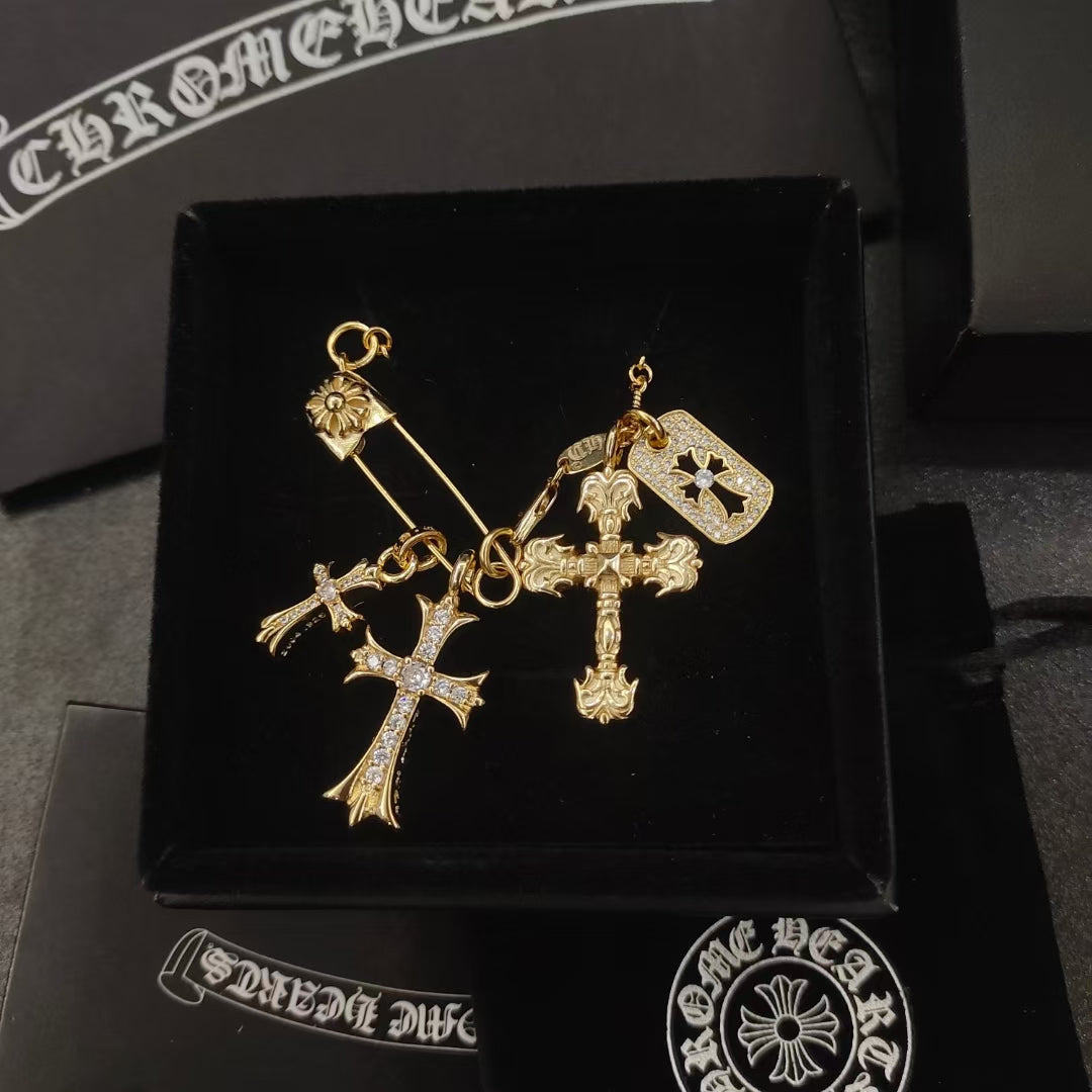 Cross Brooch in Metal-Tone main product view