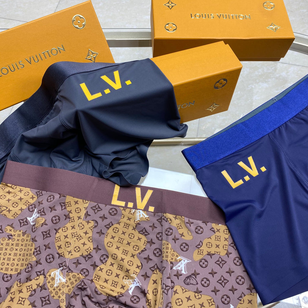 Louis Vuitton Visible Branded Waistband Or Emblem Details Men's Boxer Briefs - 3-Piece Box